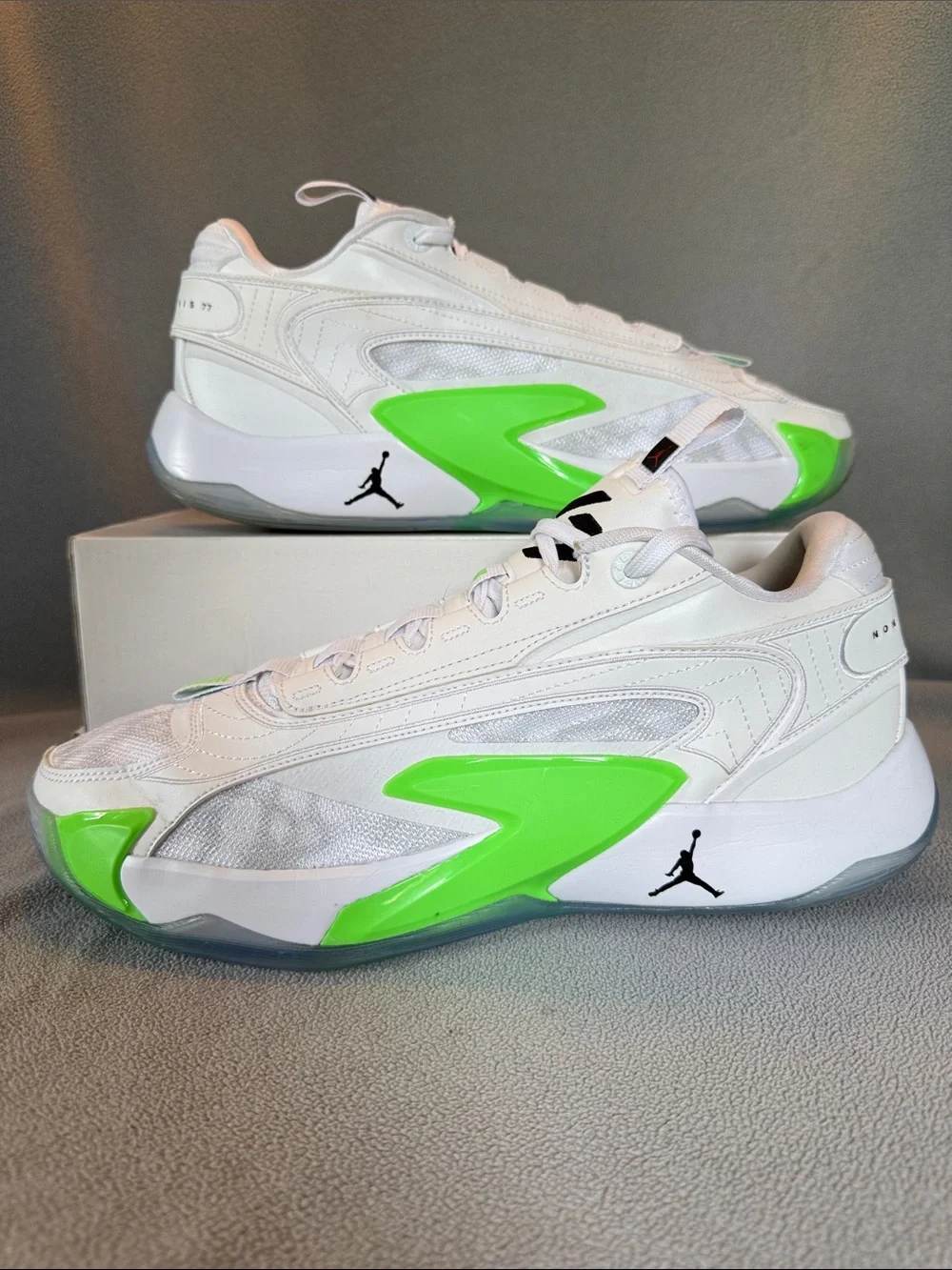 Jordan Men's Luka 2 White & Volt Low-Top Athletic Sneakers. No Box.